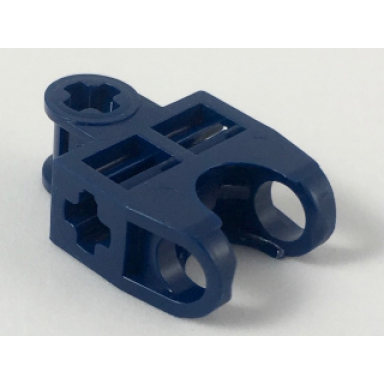 dark blue technic axle connector 2 x 3 with ball joint socket - open sides angled forks with closed axle holes