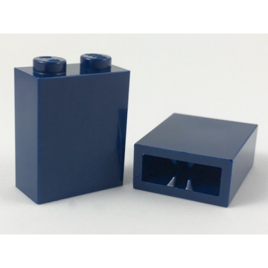 dark blue brick 1 x 2 x 2 with inside axle holder