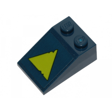 dark blue slope 33 3 x 2 with lime triangle with cut out edges pattern sticker - set 70839