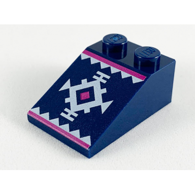 dark blue slope 33 3 x 2 with white and magenta geometric magenta line and white triangles border pattern