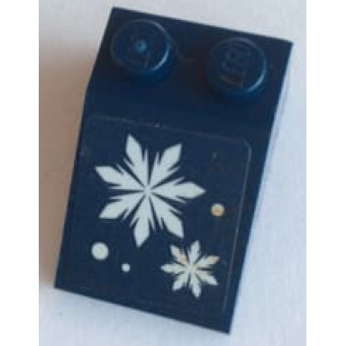dark blue slope 33 3 x 2 with white snowflakes pattern sticker - set 41324