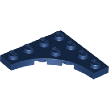 dark blue plate modified 4 x 4 with 3 x 3 curved cutout