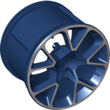 dark blue wheel 62.3mm d x 42mm technic racing large with silver outline pattern