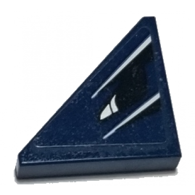 dark blue tile modified 2 x 2 triangular with white stripes black panel pattern model right side sticker - set 75885