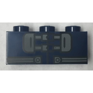 dark blue brick 1 x 3 with latches and belt pattern rocket