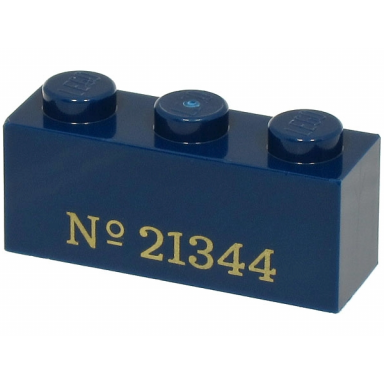 dark blue brick 1 x 3 with gold ? 21344 pattern