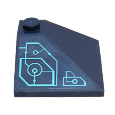 dark blue slope 33 3 x 3 double convex with medium azure schematic circles and lines pattern model right side sticker - set 71200