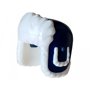 dark blue minifigure headgear ushanka hat with molded white fur lining pattern