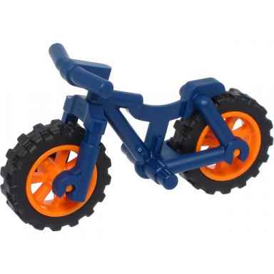bicycle heavy mountain bike with straight handlebars with orange wheels and black tires 36934 50862 50861