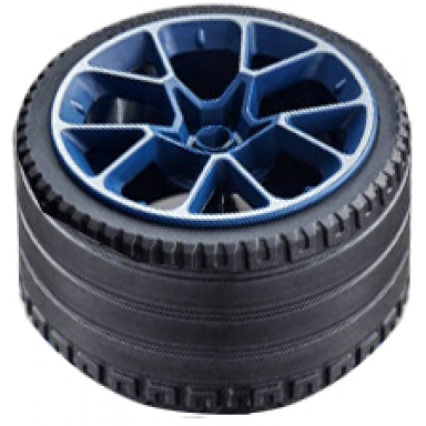 dark blue wheel 62.3mm d x 42mm technic racing large with silver outline pattern with black tire 81.6 x 44 zr technic straight tread 37383pb01 23799
