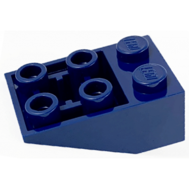 dark blue slope inverted 33 3 x 2 with flat bottom pin and connections between studs