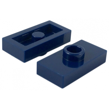 dark blue plate modified 1 x 2 with 1 stud without groove jumper