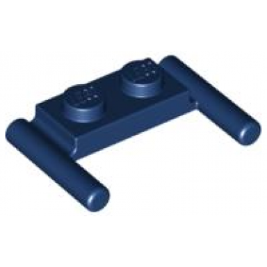 dark blue plate modified 1 x 2 with bar handles - flat ends low attachment