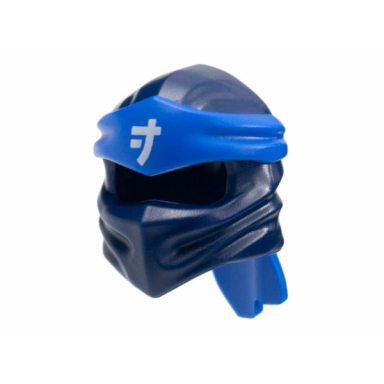dark blue minifigure headgear ninjago wrap type 4 with molded blue headband and printed white ninjago logogram letter j pattern