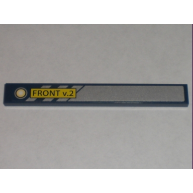dark blue tile 1 x 8 with front v.2 on yellow rectangle silver diagonal stripes and background pattern model left side sticker - set 8971