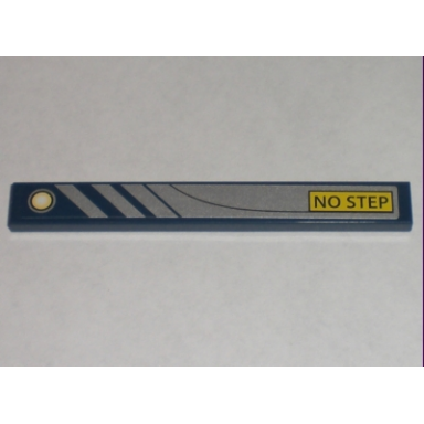 dark blue tile 1 x 8 with no step on yellow rectangle silver diagonal stripes and background pattern model right side sticker - set 8971