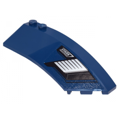 dark blue wedge 8 x 3 x 2 open right with white stark industries logo and vents pattern sticker - set 76051