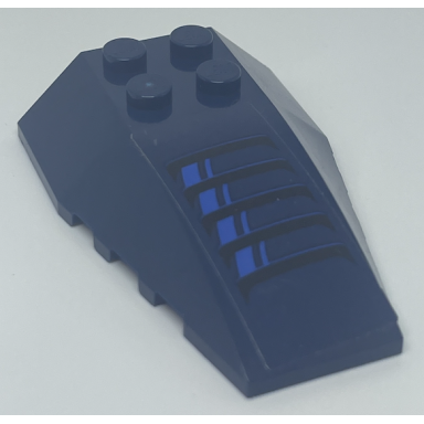 dark blue wedge 6 x 4 triple curved with black and blue intake air vent pattern sticker - set 60210