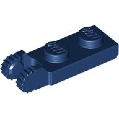 dark blue hinge plate 1 x 2 locking with 2 fingers on end