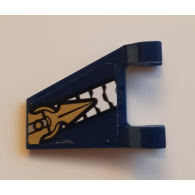 dark blue flag 2 x 2 trapezoid with gold and white armor pattern model right side sticker - set 70642