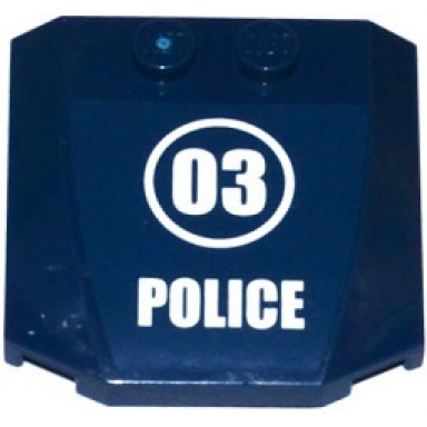 dark blue wedge 4 x 4 x 2 3 triple curved with 03 in white circle and police pattern sticker - set 60069