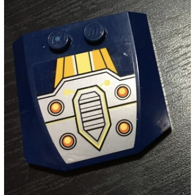 dark blue wedge 4 x 4 x 2 3 triple curved with silver panel with 4 yellow lights pattern sticker - set 70322