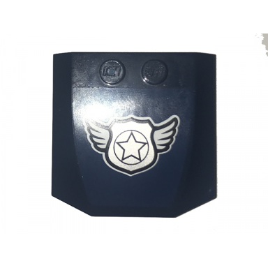dark blue wedge 4 x 4 x 2 3 triple curved with silver police badge with wings pattern sticker - set 60070
