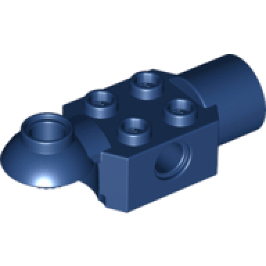 dark blue technic brick modified 2 x 2 with pin hole rotation joint ball half horizontal and rotation joint socket