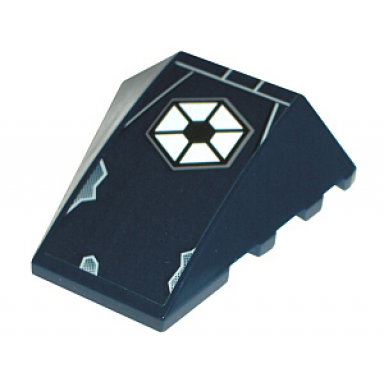 dark blue wedge 4 x 4 triple curved no studs with hexagonal sw confederacy cis pattern sticker - sets 7256 7283