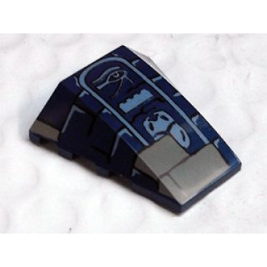 dark blue wedge 4 x 4 triple curved no studs with dark tan bricks and light bluish gray eye of horus lego brick and scarab hieroglyphs pattern