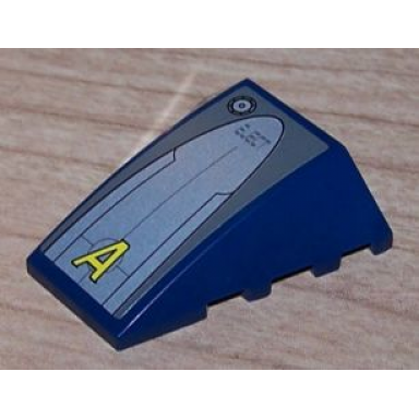 dark blue wedge 4 x 4 triple curved no studs with agents logo pattern sticker - set 8630