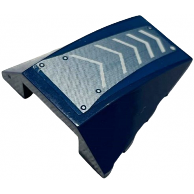 dark blue wedge 4 x 4 triple curved no studs with rivets and 5 white arrows on gray fade pattern sticker - set 6868
