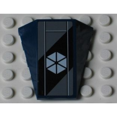 dark blue wedge 4 x 4 triple curved no studs with six white triangles on dark bluish gray and black background pattern sticker - set 7751