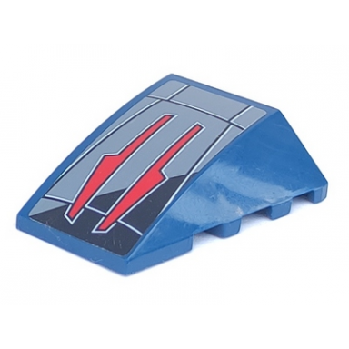 dark blue wedge 4 x 4 triple curved no studs with two red arrows on dark bluish gray and black background pattern sticker - set 7751