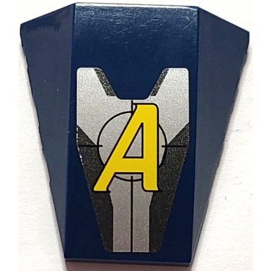dark blue wedge 4 x 4 triple curved no studs with agents logo pattern sticker - set 8968