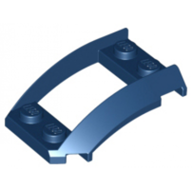 dark blue wedge 4 x 3 open with cutout and 4 studs
