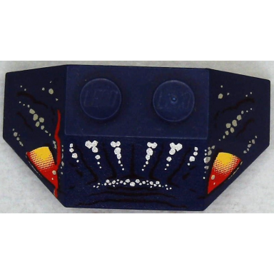 dark blue wedge 2 x 4 triple with angler fish face pattern