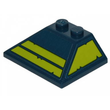 dark blue slope 45 3 x 4 double 33 with worn lime stripes on front and trapezoid on left side pattern stickers - set 70839