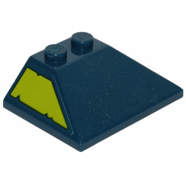 dark blue slope 45 3 x 4 double 33 with lime trapezoid with cut out edges pattern model left side sticker - set 70839