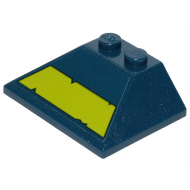 dark blue slope 45 3 x 4 double 33 with lime stripe with cut out edges pattern sticker - set 70839