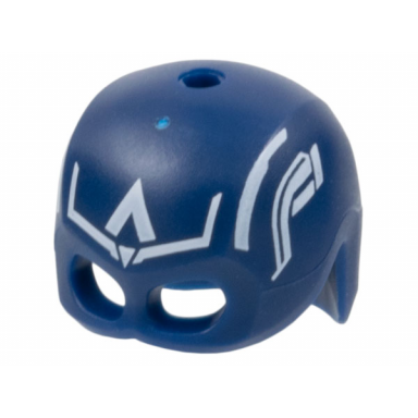 dark blue minifigure headgear helmet mask hole on top with white lines stylized letter a and wings on sides pattern