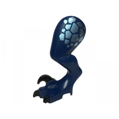 dark blue dinosaur leg large rear raptor left with black pin with black claws and metallic light blue scales pattern