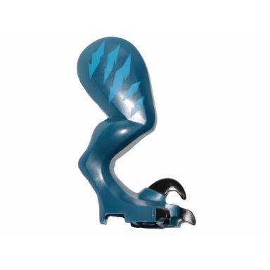 dark blue dinosaur leg large rear raptor right with black pin with black claws and blue stripes pattern