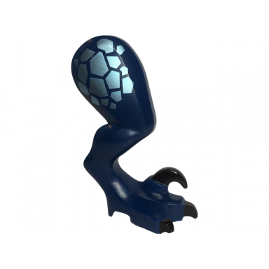 dark blue dinosaur leg large rear raptor right with black pin with black claws and metallic light blue scales pattern