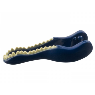 dark blue dinosaur jaw lower baryonyx with tan teeth pattern