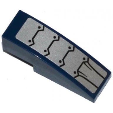 dark blue slope curved 3 x 1 with silver armor plates and black rivets pattern sticker - sets 70314 70316 70321 70323