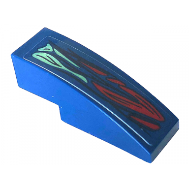 dark blue slope curved 3 x 1 with dark red and sand green skin pattern sticker - set 76154
