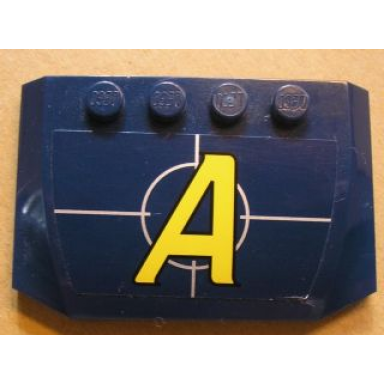 dark blue wedge 4 x 6 x 2 3 triple curved with yellow capital letter a over crosshairs agents logo pattern sticker - sets 8635 8969
