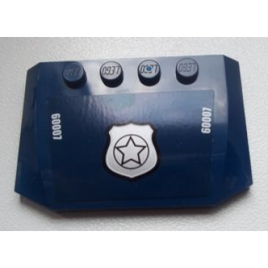 dark blue wedge 4 x 6 x 2 3 triple curved with police silver star badge and white 60007 pattern sticker - set 60007