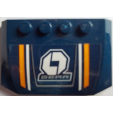 dark blue wedge 4 x 6 x 2 3 triple curved with orange and white stripes and gear pattern sticker - set 60151